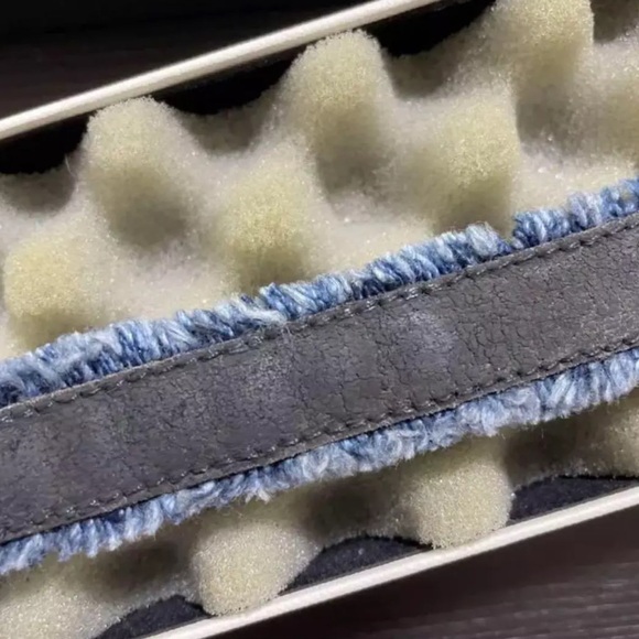 Authentic Chanel Bracelet Bangle Denim Fringe Silver Hardware Navy - Picture 9 of 10